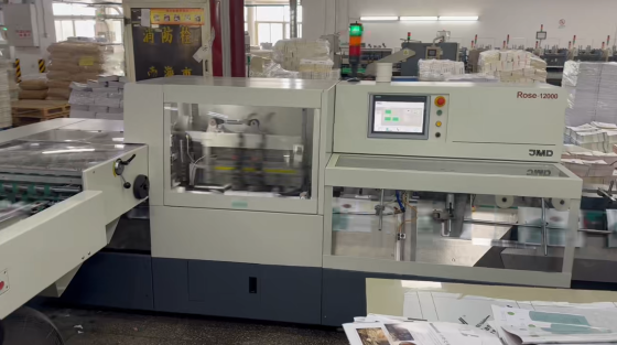 JMD Rose 12000 saddle stitching system running over 11000books per hour